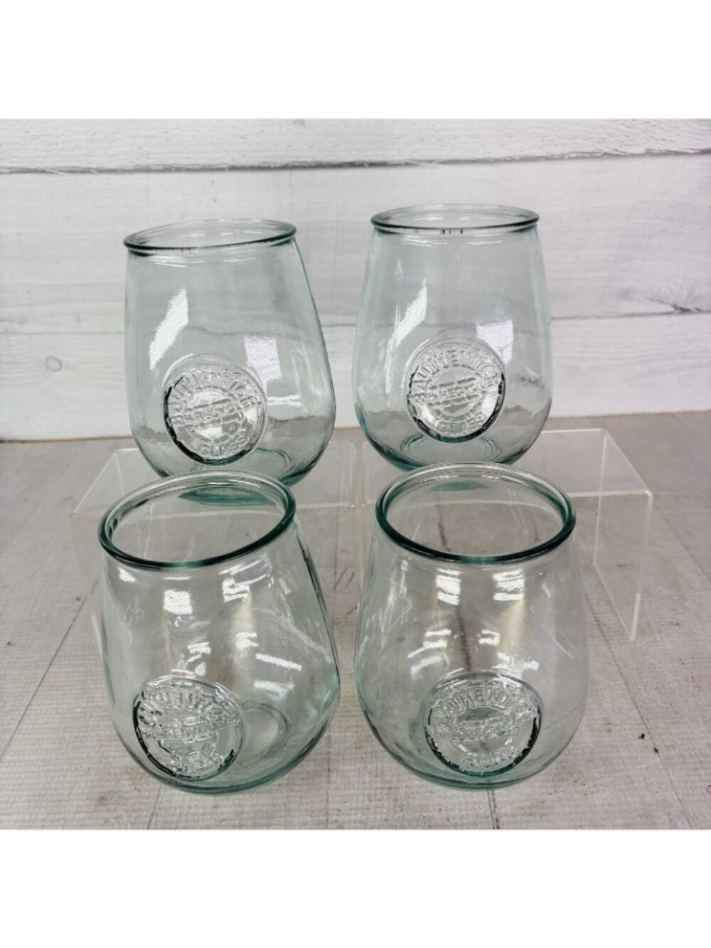 San Miguel Authentic 100% Recycled Glass Stemless 24oz Wine Water Glasses Set 4 - Picture 6 of 16